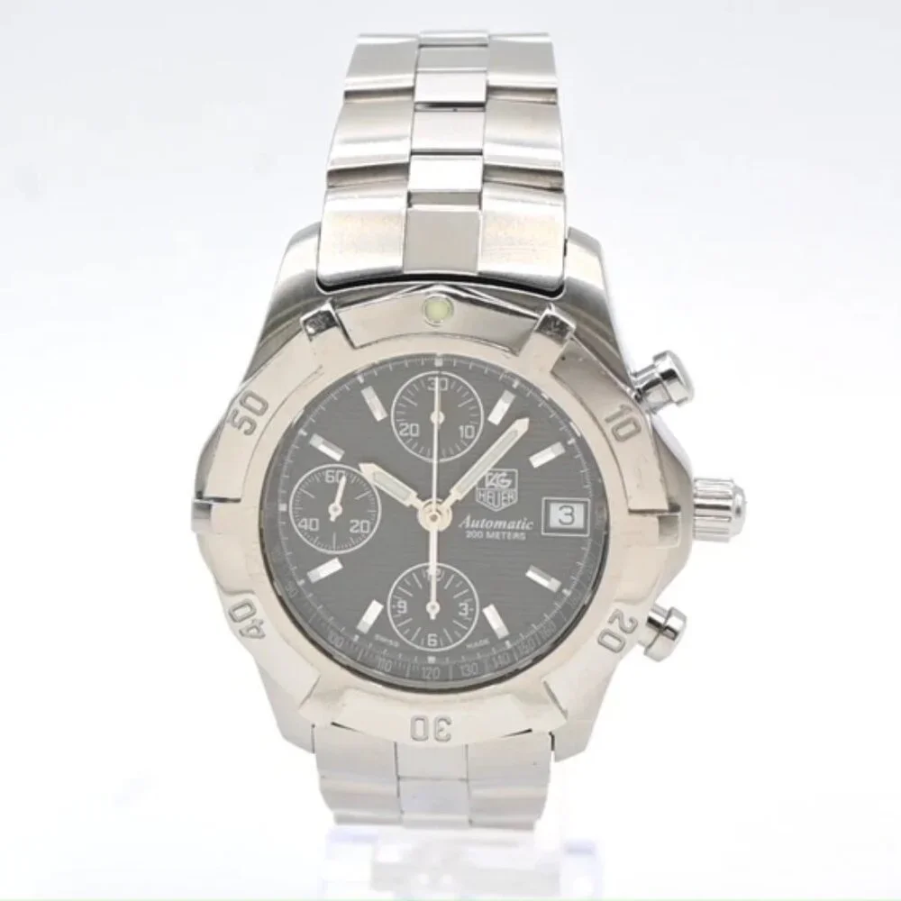 TAG HEUER Aquaracer Date Watch 41mm CN2111 Chronograph AT Black Dial SS 58LC594
